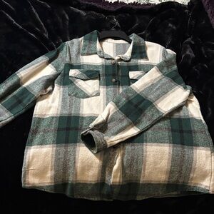 Green and White Plaid Shirt